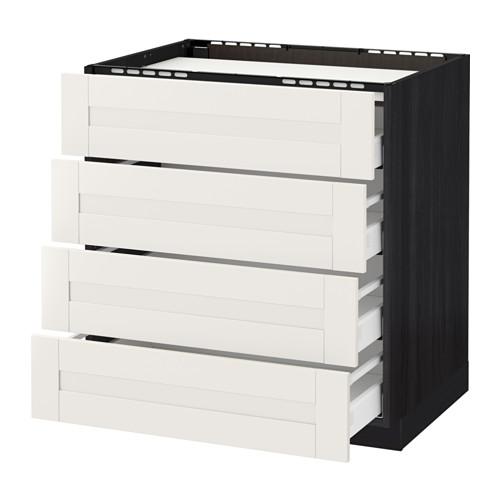 МЕТОД / МАКСИМЕРА Напольн шкаф/4фронт пнл/4ящика - под дерево черный, Сэведаль белый, 80x60 см