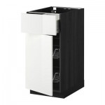 МЕТОД / ФОРВАРА Напольн шкаф с пров корз/ящ/дверью - 40x60 см, Рингульт глянцевый белый, под дерево черный