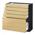 МЕТОД / МАКСИМЕРА Напольный шкаф с 5 ящиками - 80x37 см, Тингсрид под березу, под дерево черный