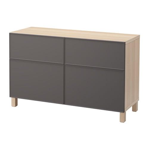 БЕСТО Комб для хран с дверц/ящ - под беленый дуб/Грундсвикен темно-серый, направляющие ящика,нажимные БЕСТО Комб для хран с дверц/ящ - под беленый дуб/Грундсвикен темно-серый, направляющие ящика,нажимные