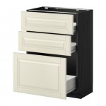 МЕТОД / ФОРВАРА Напольн шкаф 3фрнт пнл/2низк/1ср ящ - под дерево черный, Будбин белый с оттенком, 60x37 см