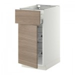 МЕТОД / МАКСИМЕРА Напольн шкаф с пров корз/ящ/дверью - 40x60 см, Брокхульт под грецкий орех светло-серый, белый