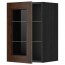 МЕТОД Навесной шкаф с полками/стекл дв - под дерево черный, Эдсерум под дерево коричневый, 40x60 см