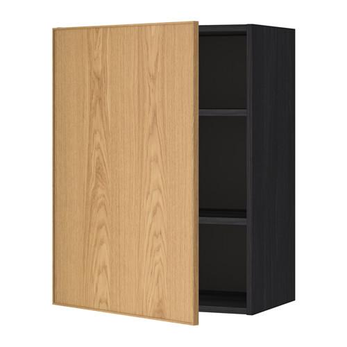 МЕТОД Шкаф навесной с полкой - под дерево черный, Экестад дуб, 60x80 см