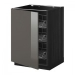 МЕТОД Напольный шкаф с проволочн ящиками - 60x60 см, Рингульт глянцевый серый, под дерево черный МЕТОД Напольный шкаф с проволочн ящиками - 60x60 см, Рингульт глянцевый серый, под дерево черный