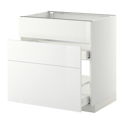 МЕТОД / МАКСИМЕРА Напольн шк п-мойку+3фрнт пнл/2ящ - белый, Рингульт глянцевый белый, 80x60 см