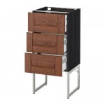 МЕТОД / МАКСИМЕРА Нплн шк 3 фрнт/3 средн ящика - под дерево черный, Филипстад коричневый, 40x37x60 см