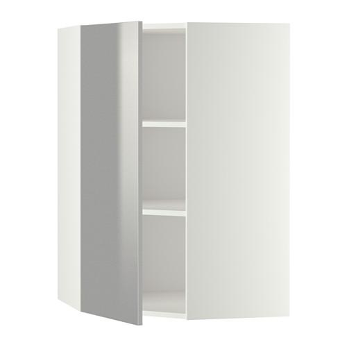 МЕТОД Угловой навесной шкаф с полками - белый, Гревста нержавеющ сталь, 68x100 см МЕТОД Угловой навесной шкаф с полками - белый, Гревста нержавеющ сталь, 68x100 см