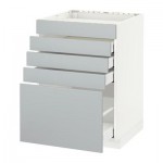 МЕТОД / МАКСИМЕРА Напольн шк д/вар панели/5фасад/4ящ - 60x60 см, Веддинге серый, белый