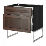 МЕТОД / ФОРВАРА Наполн шк 2 фрнт/3 средн ящ - 80x60x60 см, Эдсерум под дерево коричневый, под дерево черный