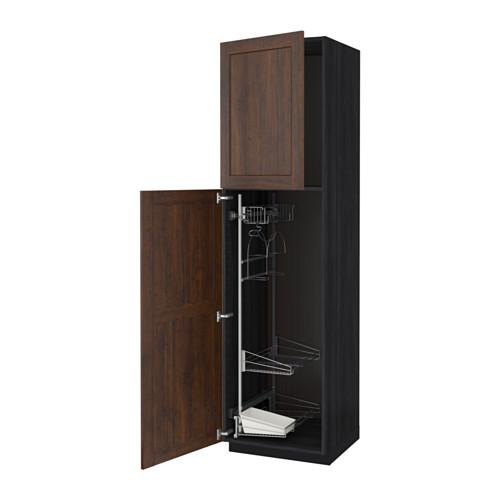 МЕТОД Выс шк с отд д/акс д/убрк - под дерево черный, Эдсерум под дерево коричневый, 60x60x220 см