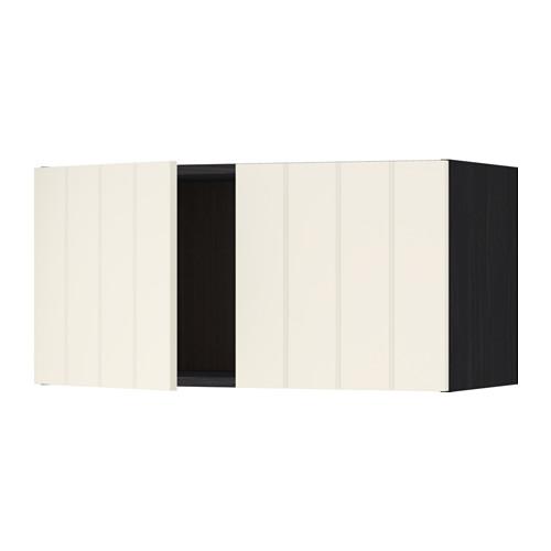 МЕТОД Навесной шкаф с 2 дверями - под дерево черный, Хитарп белый с оттенком