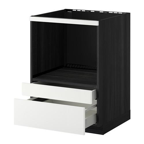 МЕТОД / МАКСИМЕРА Напольн шк д/комб СВЧ/ящики - под дерево черный, Рингульт глянцевый белый