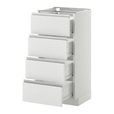 МЕТОД / ФОРВАРА Напольн шкаф 4 фронт панели/4 ящика - 40x37 см, Нодста белый/алюминий, белый