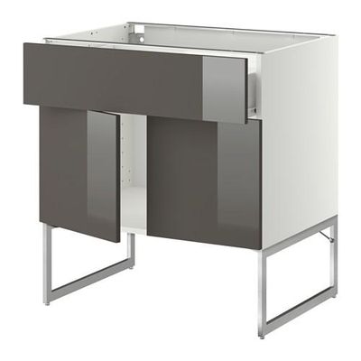 МЕТОД / ФОРВАРА Напол шкаф/полки/ящик/2двери - Рингульт глянцевый серый, белый МЕТОД / ФОРВАРА Напол шкаф/полки/ящик/2двери - Рингульт глянцевый серый, белый