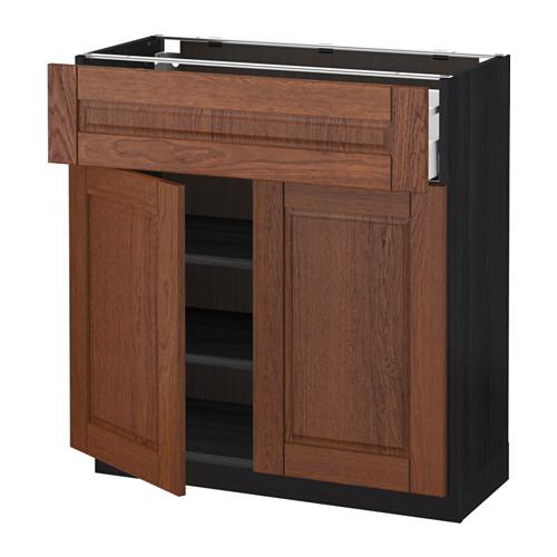 МЕТОД / МАКСИМЕРА Напольный шкаф+ящик/2дверцы - под дерево черный, Филипстад коричневый, 80x37 см