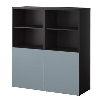БЕСТО Комбинация для хранения с дверцами - черно-коричневый/Вара синий