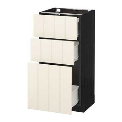 МЕТОД / ФОРВАРА Напольный шкаф с 3 ящиками - 40x37 см, Хитарп белый с оттенком, под дерево черный МЕТОД / ФОРВАРА Напольный шкаф с 3 ящиками - 40x37 см, Хитарп белый с оттенком, под дерево черный