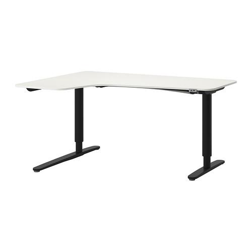 БЕКАНТ Углов письм стол лев/трансф - белый/черный