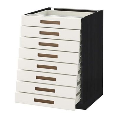 МЕТОД / ФОРВАРА Наполн шкаф 8 фронт/8 низк ящиков - 60x60 см, Мэрста белый, под дерево черный МЕТОД / ФОРВАРА Наполн шкаф 8 фронт/8 низк ящиков - 60x60 см, Мэрста белый, под дерево черный