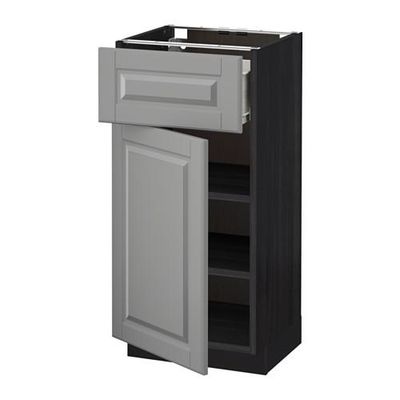 МЕТОД / ФОРВАРА Напольный шкаф с ящиком/дверью - 40x37 см, Будбин серый, под дерево черный МЕТОД / ФОРВАРА Напольный шкаф с ящиком/дверью - 40x37 см, Будбин серый, под дерево черный