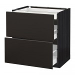 МЕТОД / МАКСИМЕРА Напольный шкаф/2фасада/3ящика - под дерево черный, Кунгсбакка антрацит, 80x60 см