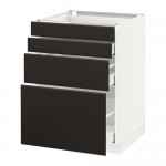 МЕТОД / МАКСИМЕРА Напольн шкаф 4 фронт панели/4 ящика - белый, Кунгсбакка антрацит, 60x60 см МЕТОД / МАКСИМЕРА Напольн шкаф 4 фронт панели/4 ящика - белый, Кунгсбакка антрацит, 60x60 см