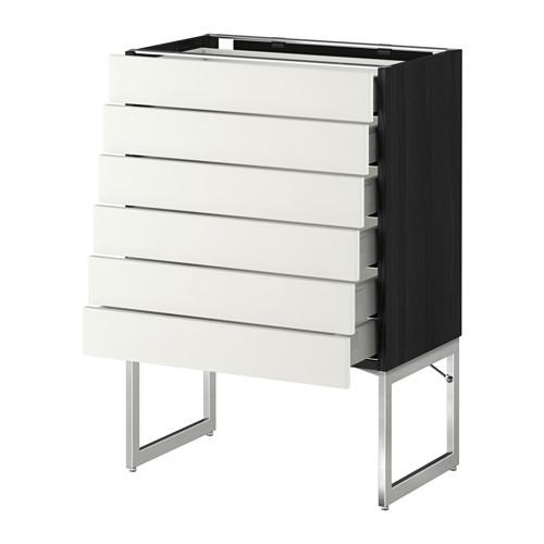 МЕТОД / МАКСИМЕРА Напольн шкаф 6фронт пнл/6 низ ящ - под дерево черный, Хэггеби белый, 60x37x60 см
