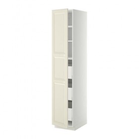 МЕТОД / МАКСИМЕРА Высокий шкаф с ящиками - белый, Будбин белый с оттенком, 40x60x200 см