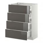 МЕТОД / ФОРВАРА Напольн шкаф 4 фронт панели/4 ящика - белый, Рингульт глянцевый серый, 60x37 см МЕТОД / ФОРВАРА Напольн шкаф 4 фронт панели/4 ящика - белый, Рингульт глянцевый серый, 60x37 см