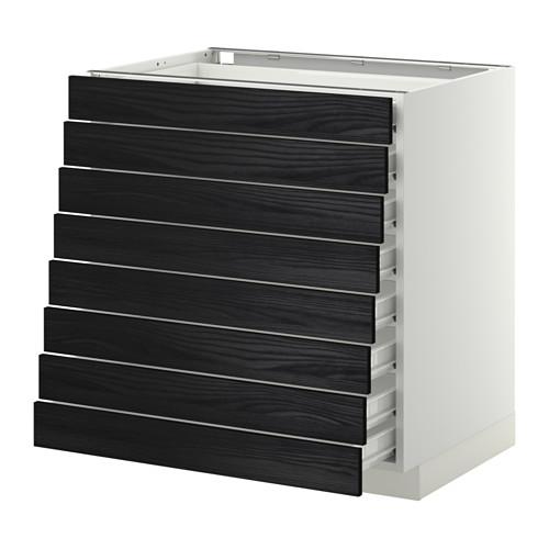 МЕТОД / ФОРВАРА Наполн шкаф 8 фронт/8 низк ящиков - белый, Тингсрид под дерево черный, 80x60 см