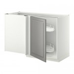 МЕТОД Угловой напол шкаф с выдвижн секц - белый, Будбин серый