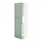 МЕТОД Выс шкаф д/холодильн или морозильн - белый, Калларп глянцевый светло-зеленый, 60x60x200 см