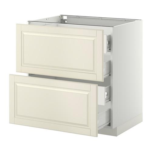 МЕТОД / ФОРВАРА Напольн шкаф 2 фронт пнл/4 средн ящ - белый, Будбин белый с оттенком, 80x60 см