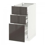 МЕТОД / МАКСИМЕРА Напольный шкаф с 3 ящиками - 40x60 см, Рингульт глянцевый серый, белый МЕТОД / МАКСИМЕРА Напольный шкаф с 3 ящиками - 40x60 см, Рингульт глянцевый серый, белый
