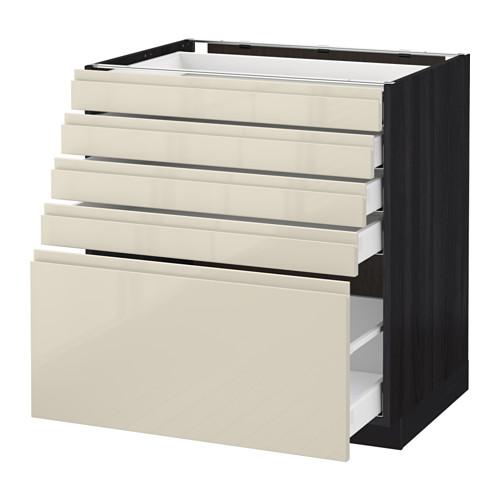 МЕТОД / МАКСИМЕРА Напольный шкаф с 5 ящиками - под дерево черный, Воксторп глянцевый светло-бежевый, 80x60 см МЕТОД / МАКСИМЕРА Напольный шкаф с 5 ящиками - под дерево черный, Воксторп глянцевый светло-бежевый, 80x60 см