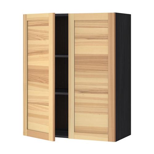 МЕТОД Навесной шкаф с полками/2дверцы - под дерево черный, Торхэмн естественный ясень, 80x100 см МЕТОД Навесной шкаф с полками/2дверцы - под дерево черный, Торхэмн естественный ясень, 80x100 см