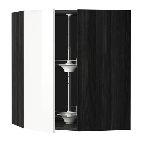 МЕТОД Угл нвсн шкф с вращающ секц - под дерево черный, Рингульт глянцевый белый, 68x80 см МЕТОД Угл нвсн шкф с вращающ секц - под дерево черный, Рингульт глянцевый белый, 68x80 см