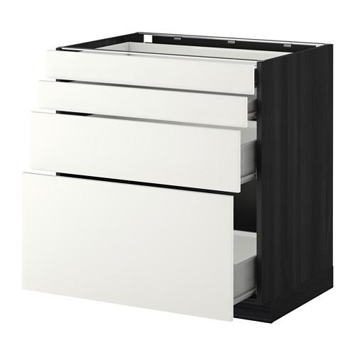 МЕТОД / ФОРВАРА Нплн шк 4 фронт/2 низк/2средн ящ - под дерево черный, Хэггеби белый, 80x60 см