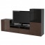 БЕСТО Шкаф для ТВ, комбин/стеклян дверцы - черно-коричневый/Сельсвикен глянцевый/коричневый дымчат стекло, направляющие ящика,нажимные