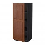 МЕТОД Высок шкаф с полками - под дерево черный, Филипстад коричневый МЕТОД Высок шкаф с полками - под дерево черный, Филипстад коричневый