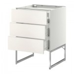 МЕТОД / ФОРВАРА Напольн шкаф/3фронт пнл/3ящика - 60x60x60 см, Веддинге белый, белый