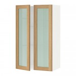 МЕТОД Навесной шкаф с полками/2 стекл дв - белый, Экестад дуб, 60x100 см МЕТОД Навесной шкаф с полками/2 стекл дв - белый, Экестад дуб, 60x100 см