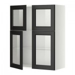 МЕТОД Навесной шкаф с полками/4 стекл дв - белый, Лаксарби черно-коричневый МЕТОД Навесной шкаф с полками/4 стекл дв - белый, Лаксарби черно-коричневый