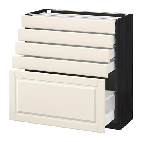 МЕТОД / МАКСИМЕРА Напольный шкаф с 5 ящиками - под дерево черный, Будбин белый с оттенком, 80x37 см