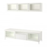 BESTÅ шкаф для ТВ, комбин/стеклян дверцы серый