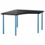 ЛИННМОН / АДИЛЬС Угловой стол - черно-коричневый/синий