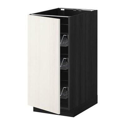 МЕТОД Напольный шкаф с проволочн ящиками - 40x60 см, Росдаль белый ясень, под дерево черный