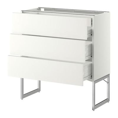 МЕТОД / ФОРВАРА Напольн шкаф 3фронт пнл/2низ/2ср ящ - 80x37x60 см, Хэггеби белый, белый МЕТОД / ФОРВАРА Напольн шкаф 3фронт пнл/2низ/2ср ящ - 80x37x60 см, Хэггеби белый, белый