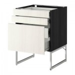 МЕТОД / ФОРВАРА Напольн шкаф 3фронт пнл/2низ/2ср ящ - 60x60x60 см, Росдаль белый ясень, под дерево черный МЕТОД / ФОРВАРА Напольн шкаф 3фронт пнл/2низ/2ср ящ - 60x60x60 см, Росдаль белый ясень, под дерево черный